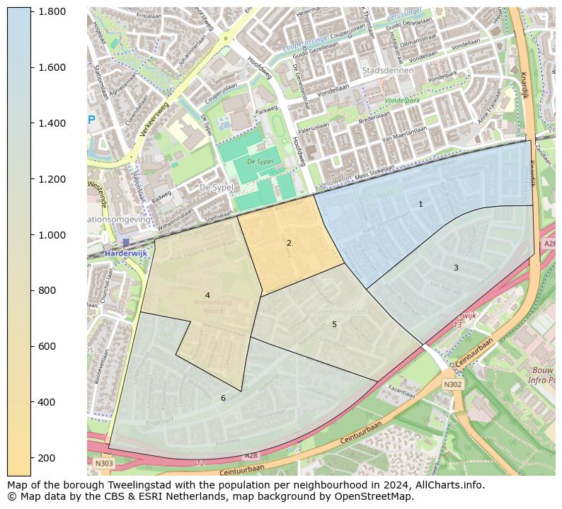 Image of the borough Tweelingstad at the map. This image is used as introduction to this page. This page shows a lot of information about the population in the borough Tweelingstad (such as the distribution by age groups of the residents, the composition of households, whether inhabitants are natives or Dutch with an immigration background, data about the houses (numbers, types, price development, use, type of property, ...) and more (car ownership, energy consumption, ...) based on open data from the Dutch Central Bureau of Statistics and various other sources!