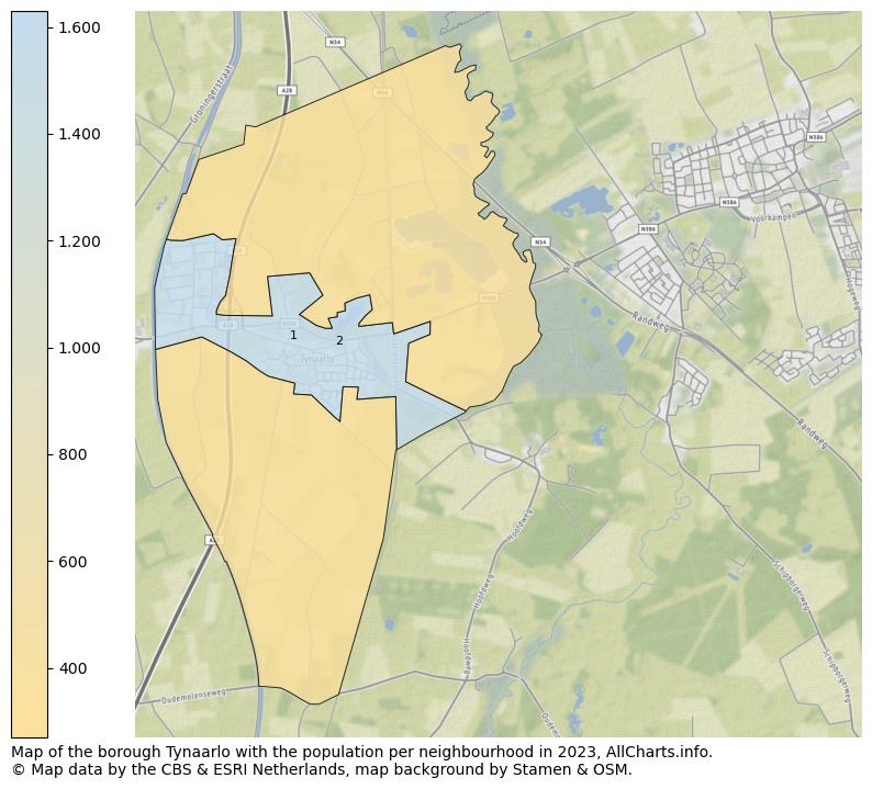 Map of the borough Tynaarlo with the population per neighbourhood in 2023. This page shows a lot of information about residents (such as the distribution by age groups, family composition, gender, native or Dutch with an immigration background, ...), homes (numbers, types, price development, use, type of property, ...) and more (car ownership, energy consumption, ...) based on open data from the Dutch Central Bureau of Statistics and various other sources!