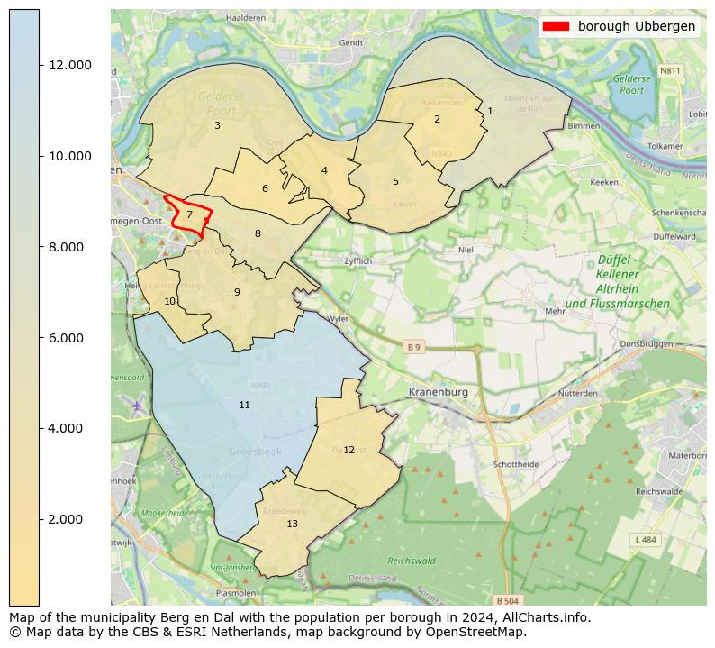 Image of the borough Ubbergen at the map. This image is used as introduction to this page. This page shows a lot of information about the population in the borough Ubbergen (such as the distribution by age groups of the residents, the composition of households, whether inhabitants are natives or Dutch with an immigration background, data about the houses (numbers, types, price development, use, type of property, ...) and more (car ownership, energy consumption, ...) based on open data from the Dutch Central Bureau of Statistics and various other sources!