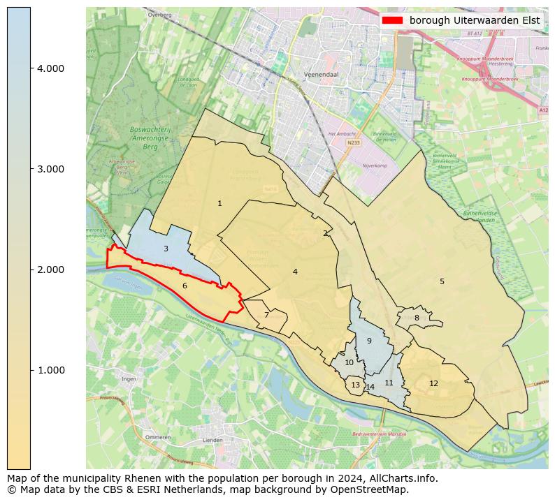 Image of the borough Uiterwaarden Elst at the map. This image is used as introduction to this page. This page shows a lot of information about the population in the borough Uiterwaarden Elst (such as the distribution by age groups of the residents, the composition of households, whether inhabitants are natives or Dutch with an immigration background, data about the houses (numbers, types, price development, use, type of property, ...) and more (car ownership, energy consumption, ...) based on open data from the Dutch Central Bureau of Statistics and various other sources!