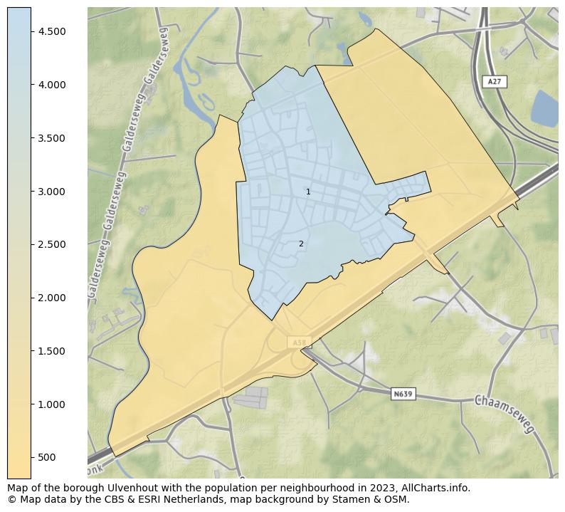 Map of the borough Ulvenhout with the population per neighbourhood in 2022. This page shows a lot of information about residents (such as the distribution by age groups, family composition, gender, native or Dutch with an immigration background, ...), homes (numbers, types, price development, use, type of property, ...) and more (car ownership, energy consumption, ...) based on open data from the Dutch Central Bureau of Statistics and various other sources!
