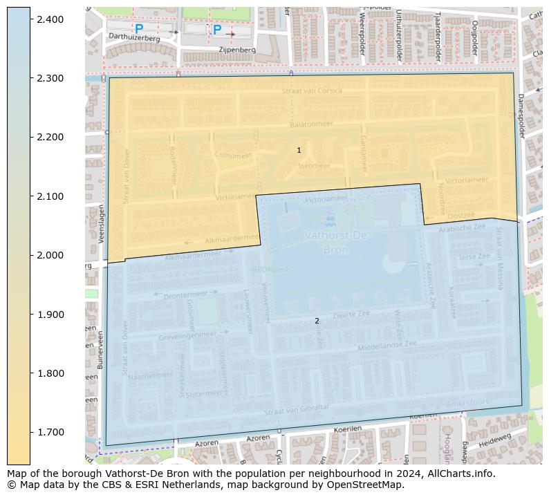 Image of the borough Vathorst-De Bron at the map. This image is used as introduction to this page. This page shows a lot of information about the population in the borough Vathorst-De Bron (such as the distribution by age groups of the residents, the composition of households, whether inhabitants are natives or Dutch with an immigration background, data about the houses (numbers, types, price development, use, type of property, ...) and more (car ownership, energy consumption, ...) based on open data from the Dutch Central Bureau of Statistics and various other sources!