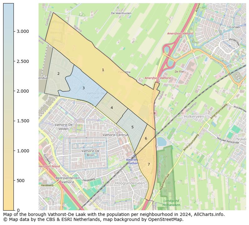 Image of the borough Vathorst-De Laak at the map. This image is used as introduction to this page. This page shows a lot of information about the population in the borough Vathorst-De Laak (such as the distribution by age groups of the residents, the composition of households, whether inhabitants are natives or Dutch with an immigration background, data about the houses (numbers, types, price development, use, type of property, ...) and more (car ownership, energy consumption, ...) based on open data from the Dutch Central Bureau of Statistics and various other sources!