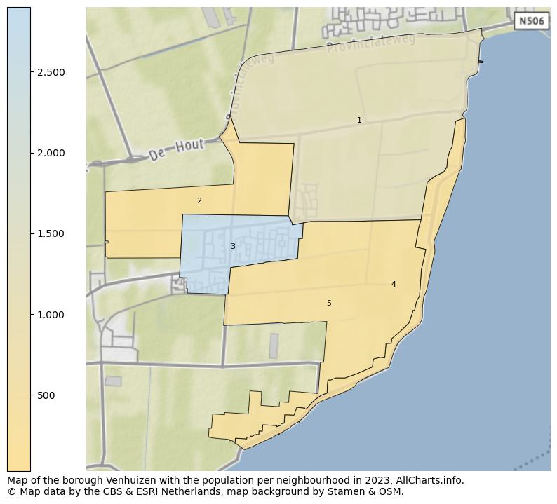 Map of the borough Venhuizen with the population per neighbourhood in 2023. This page shows a lot of information about residents (such as the distribution by age groups, family composition, gender, native or Dutch with an immigration background, ...), homes (numbers, types, price development, use, type of property, ...) and more (car ownership, energy consumption, ...) based on open data from the Dutch Central Bureau of Statistics and various other sources!