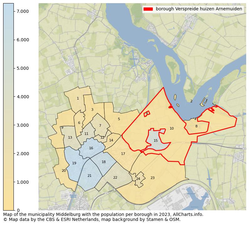 Map of the municipality Middelburg with the population per borough in 2023. This page shows a lot of information about residents (such as the distribution by age groups, family composition, gender, native or Dutch with an immigration background, ...), homes (numbers, types, price development, use, type of property, ...) and more (car ownership, energy consumption, ...) based on open data from the Dutch Central Bureau of Statistics and various other sources!