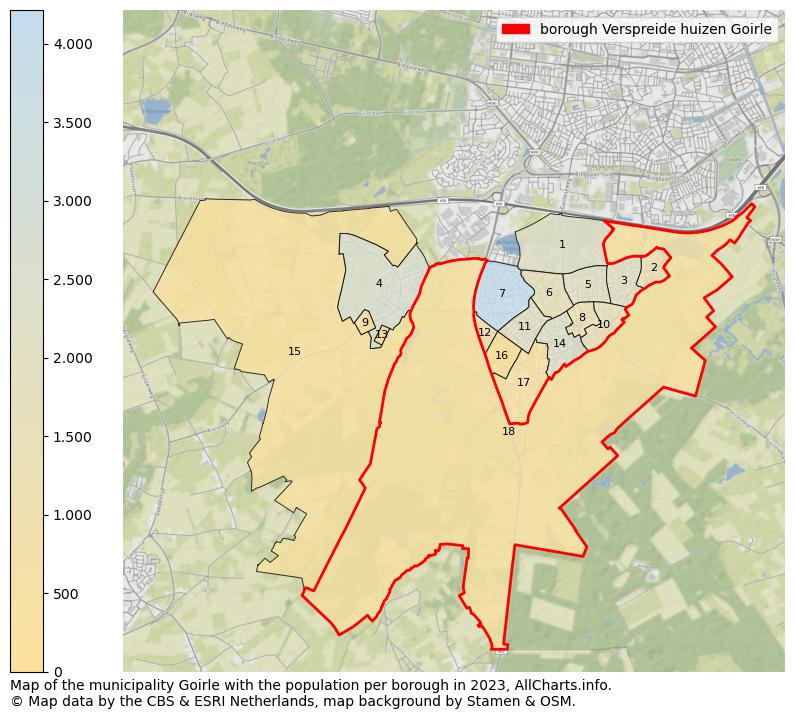 Map of the municipality Goirle with the population per borough in 2023. This page shows a lot of information about residents (such as the distribution by age groups, family composition, gender, native or Dutch with an immigration background, ...), homes (numbers, types, price development, use, type of property, ...) and more (car ownership, energy consumption, ...) based on open data from the Dutch Central Bureau of Statistics and various other sources!