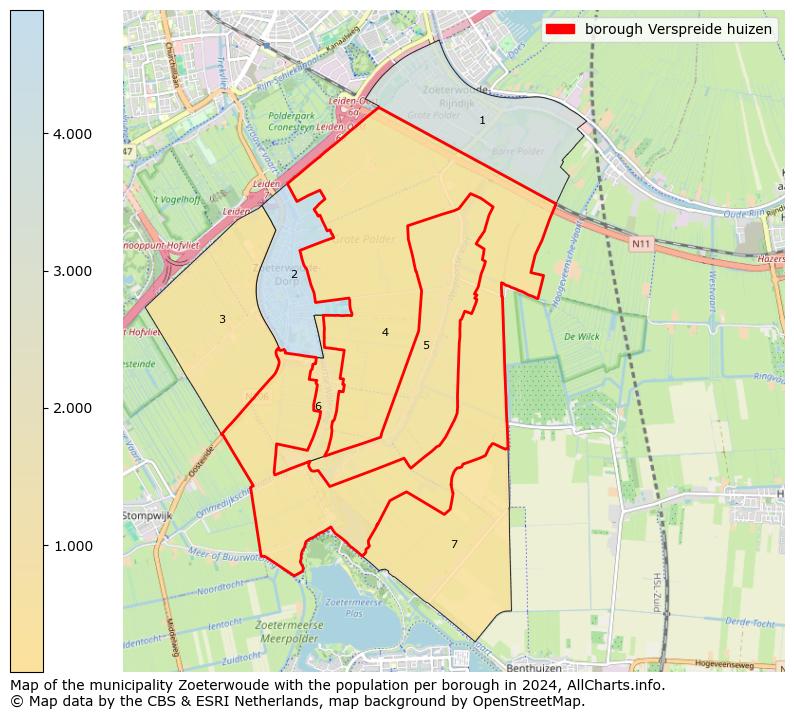 Image of the borough Verspreide huizen at the map. This image is used as introduction to this page. This page shows a lot of information about the population in the borough Verspreide huizen (such as the distribution by age groups of the residents, the composition of households, whether inhabitants are natives or Dutch with an immigration background, data about the houses (numbers, types, price development, use, type of property, ...) and more (car ownership, energy consumption, ...) based on open data from the Dutch Central Bureau of Statistics and various other sources!