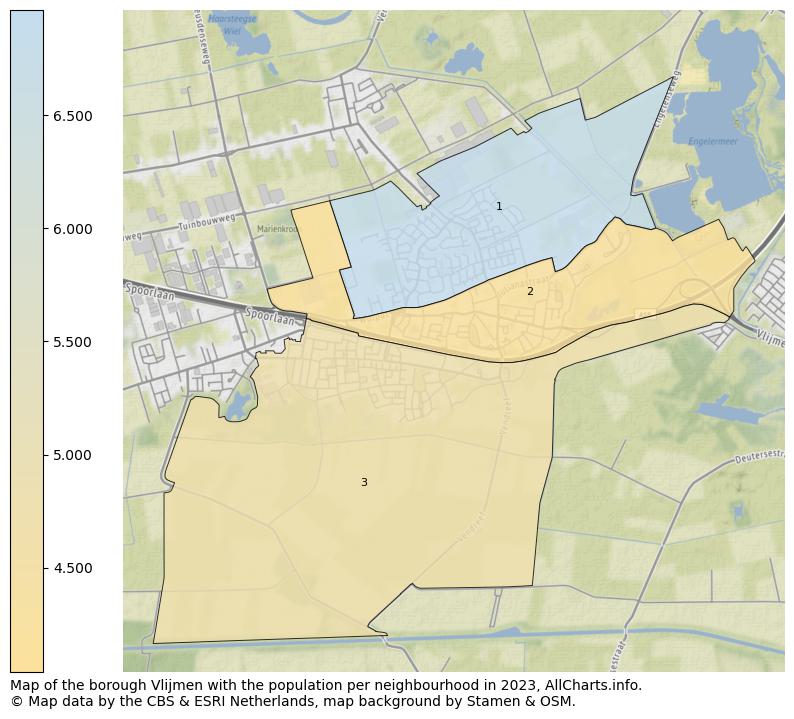 Map of the borough Vlijmen with the population per neighbourhood in 2023. This page shows a lot of information about residents (such as the distribution by age groups, family composition, gender, native or Dutch with an immigration background, ...), homes (numbers, types, price development, use, type of property, ...) and more (car ownership, energy consumption, ...) based on open data from the Dutch Central Bureau of Statistics and various other sources!