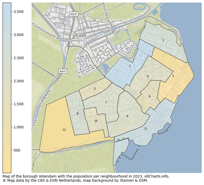 Map of the borough Volendam with the population per neighbourhood in 2023. This page shows a lot of information about residents (such as the distribution by age groups, family composition, gender, native or Dutch with an immigration background, ...), homes (numbers, types, price development, use, type of property, ...) and more (car ownership, energy consumption, ...) based on open data from the Dutch Central Bureau of Statistics and various other sources!