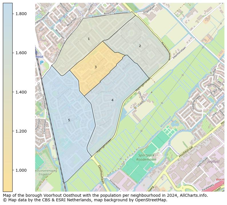 Image of the borough Voorhout Oosthout at the map. This image is used as introduction to this page. This page shows a lot of information about the population in the borough Voorhout Oosthout (such as the distribution by age groups of the residents, the composition of households, whether inhabitants are natives or Dutch with an immigration background, data about the houses (numbers, types, price development, use, type of property, ...) and more (car ownership, energy consumption, ...) based on open data from the Dutch Central Bureau of Statistics and various other sources!