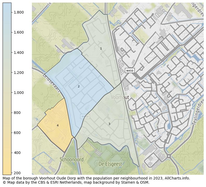 Map of the borough Voorhout Oude Dorp with the population per neighbourhood in 2023. This page shows a lot of information about residents (such as the distribution by age groups, family composition, gender, native or Dutch with an immigration background, ...), homes (numbers, types, price development, use, type of property, ...) and more (car ownership, energy consumption, ...) based on open data from the Dutch Central Bureau of Statistics and various other sources!