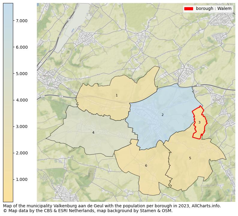 Map of the municipality Valkenburg aan de Geul with the population per borough in 2023. This page shows a lot of information about residents (such as the distribution by age groups, family composition, gender, native or Dutch with an immigration background, ...), homes (numbers, types, price development, use, type of property, ...) and more (car ownership, energy consumption, ...) based on open data from the Dutch Central Bureau of Statistics and various other sources!