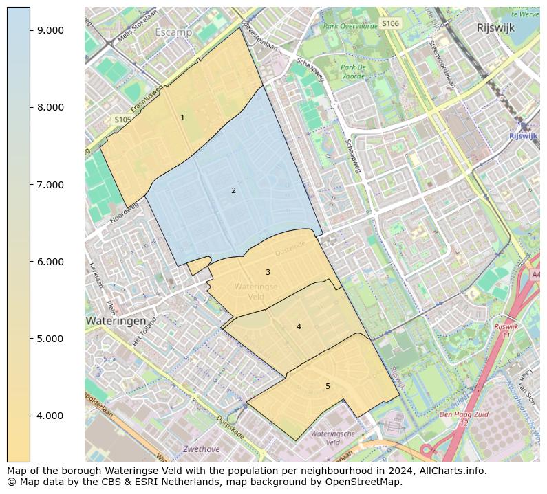 Image of the borough Wateringse Veld at the map. This image is used as introduction to this page. This page shows a lot of information about the population in the borough Wateringse Veld (such as the distribution by age groups of the residents, the composition of households, whether inhabitants are natives or Dutch with an immigration background, data about the houses (numbers, types, price development, use, type of property, ...) and more (car ownership, energy consumption, ...) based on open data from the Dutch Central Bureau of Statistics and various other sources!