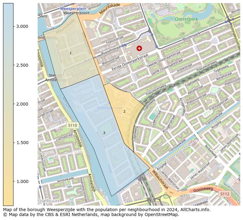 Image of the borough Weesperzijde at the map. This image is used as introduction to this page. This page shows a lot of information about the population in the borough Weesperzijde (such as the distribution by age groups of the residents, the composition of households, whether inhabitants are natives or Dutch with an immigration background, data about the houses (numbers, types, price development, use, type of property, ...) and more (car ownership, energy consumption, ...) based on open data from the Dutch Central Bureau of Statistics and various other sources!