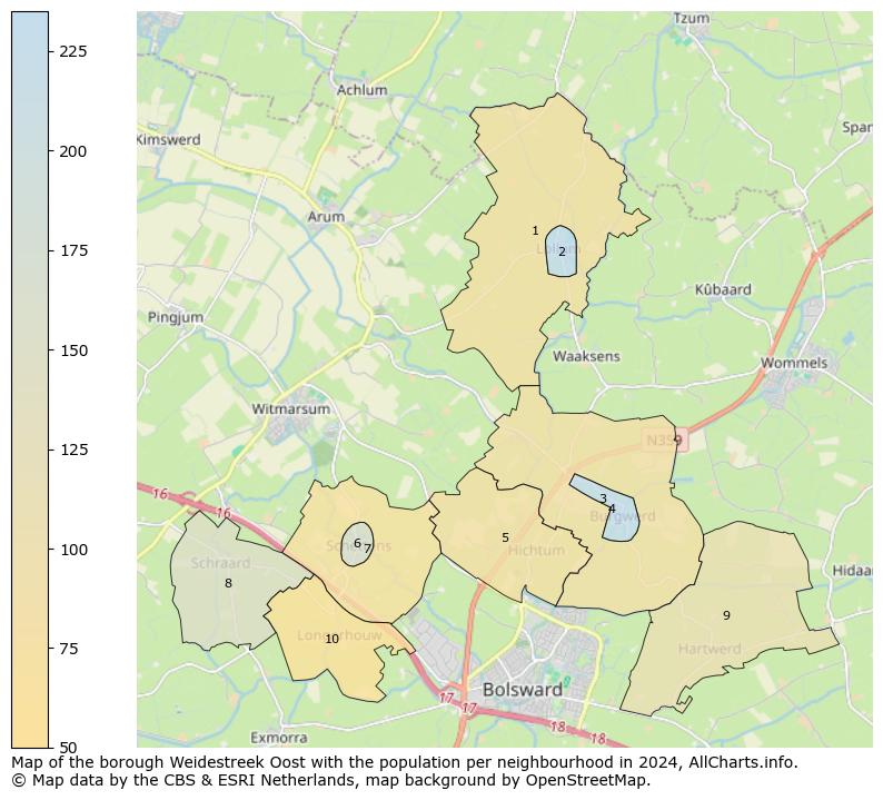 Image of the borough Weidestreek Oost at the map. This image is used as introduction to this page. This page shows a lot of information about the population in the borough Weidestreek Oost (such as the distribution by age groups of the residents, the composition of households, whether inhabitants are natives or Dutch with an immigration background, data about the houses (numbers, types, price development, use, type of property, ...) and more (car ownership, energy consumption, ...) based on open data from the Dutch Central Bureau of Statistics and various other sources!