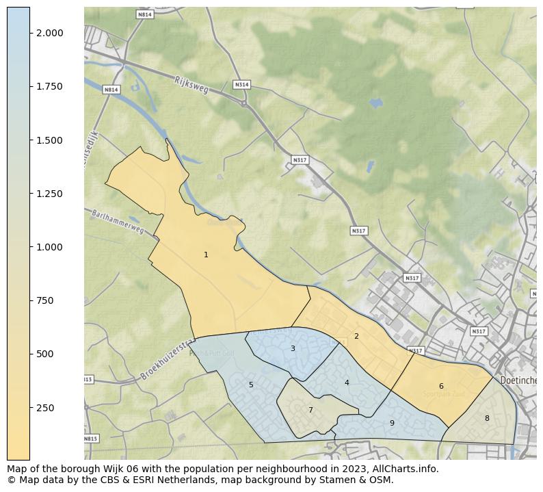 Map of the borough Wijk 06 with the population per neighbourhood in 2023. This page shows a lot of information about residents (such as the distribution by age groups, family composition, gender, native or Dutch with an immigration background, ...), homes (numbers, types, price development, use, type of property, ...) and more (car ownership, energy consumption, ...) based on open data from the Dutch Central Bureau of Statistics and various other sources!