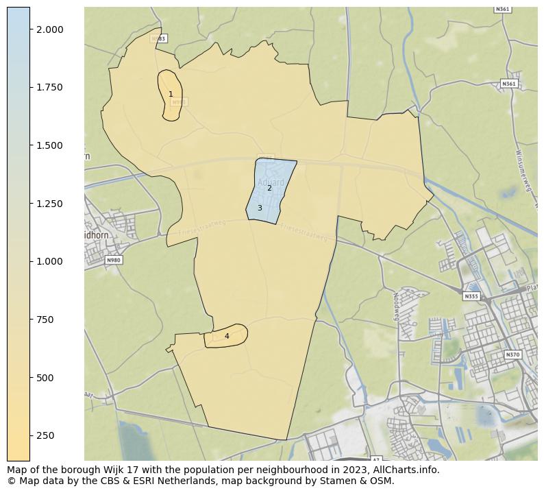Map of the borough Wijk 17 with the population per neighbourhood in 2022. This page shows a lot of information about residents (such as the distribution by age groups, family composition, gender, native or Dutch with an immigration background, ...), homes (numbers, types, price development, use, type of property, ...) and more (car ownership, energy consumption, ...) based on open data from the Dutch Central Bureau of Statistics and various other sources!