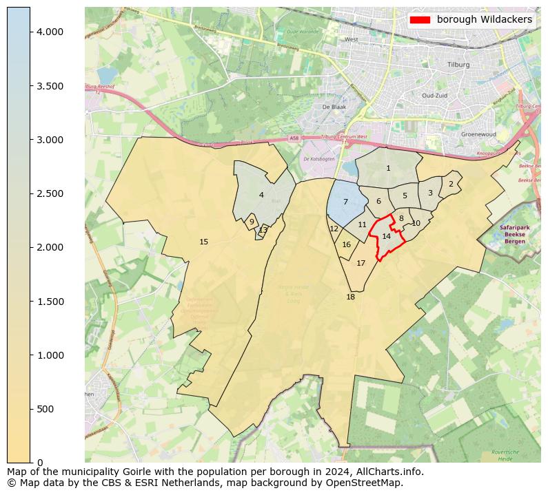 Image of the borough Wildackers at the map. This image is used as introduction to this page. This page shows a lot of information about the population in the borough Wildackers (such as the distribution by age groups of the residents, the composition of households, whether inhabitants are natives or Dutch with an immigration background, data about the houses (numbers, types, price development, use, type of property, ...) and more (car ownership, energy consumption, ...) based on open data from the Dutch Central Bureau of Statistics and various other sources!