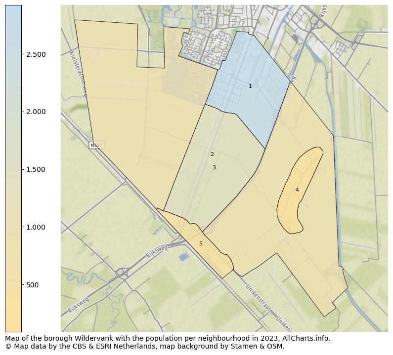 Map of the borough Wildervank with the population per neighbourhood in 2023. This page shows a lot of information about residents (such as the distribution by age groups, family composition, gender, native or Dutch with an immigration background, ...), homes (numbers, types, price development, use, type of property, ...) and more (car ownership, energy consumption, ...) based on open data from the Dutch Central Bureau of Statistics and various other sources!