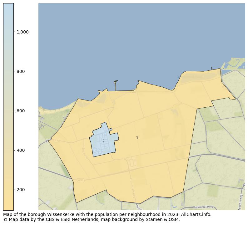 Map of the borough Wissenkerke with the population per neighbourhood in 2023. This page shows a lot of information about residents (such as the distribution by age groups, family composition, gender, native or Dutch with an immigration background, ...), homes (numbers, types, price development, use, type of property, ...) and more (car ownership, energy consumption, ...) based on open data from the Dutch Central Bureau of Statistics and various other sources!