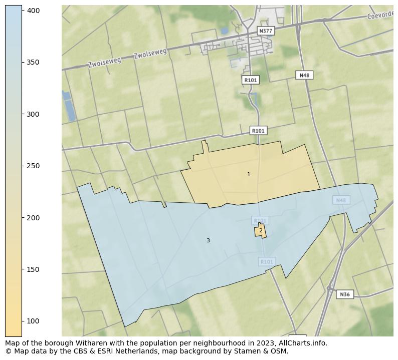 Map of the borough Witharen with the population per neighbourhood in 2023. This page shows a lot of information about residents (such as the distribution by age groups, family composition, gender, native or Dutch with an immigration background, ...), homes (numbers, types, price development, use, type of property, ...) and more (car ownership, energy consumption, ...) based on open data from the Dutch Central Bureau of Statistics and various other sources!