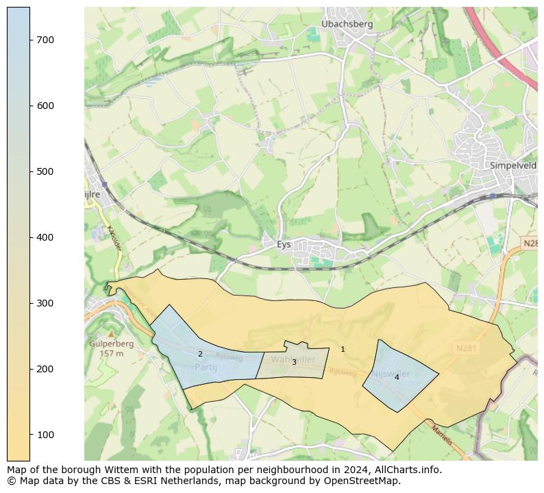 Image of the borough Wittem at the map. This image is used as introduction to this page. This page shows a lot of information about the population in the borough Wittem (such as the distribution by age groups of the residents, the composition of households, whether inhabitants are natives or Dutch with an immigration background, data about the houses (numbers, types, price development, use, type of property, ...) and more (car ownership, energy consumption, ...) based on open data from the Dutch Central Bureau of Statistics and various other sources!