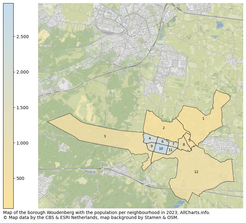 Map of the borough Woudenberg with the population per neighbourhood in 2023. This page shows a lot of information about residents (such as the distribution by age groups, family composition, gender, native or Dutch with an immigration background, ...), homes (numbers, types, price development, use, type of property, ...) and more (car ownership, energy consumption, ...) based on open data from the Dutch Central Bureau of Statistics and various other sources!