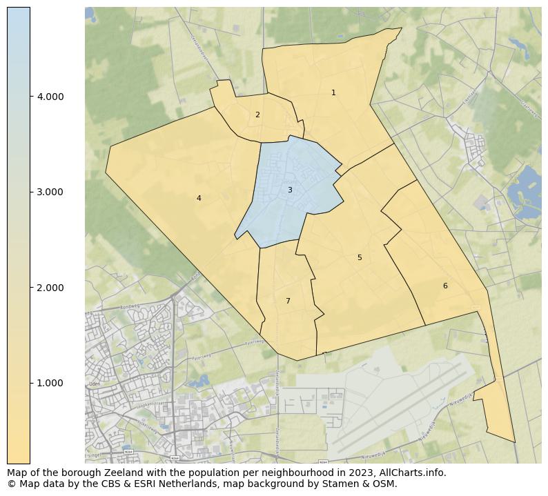 Map of the borough Zeeland with the population per neighbourhood in 2023. This page shows a lot of information about residents (such as the distribution by age groups, family composition, gender, native or Dutch with an immigration background, ...), homes (numbers, types, price development, use, type of property, ...) and more (car ownership, energy consumption, ...) based on open data from the Dutch Central Bureau of Statistics and various other sources!