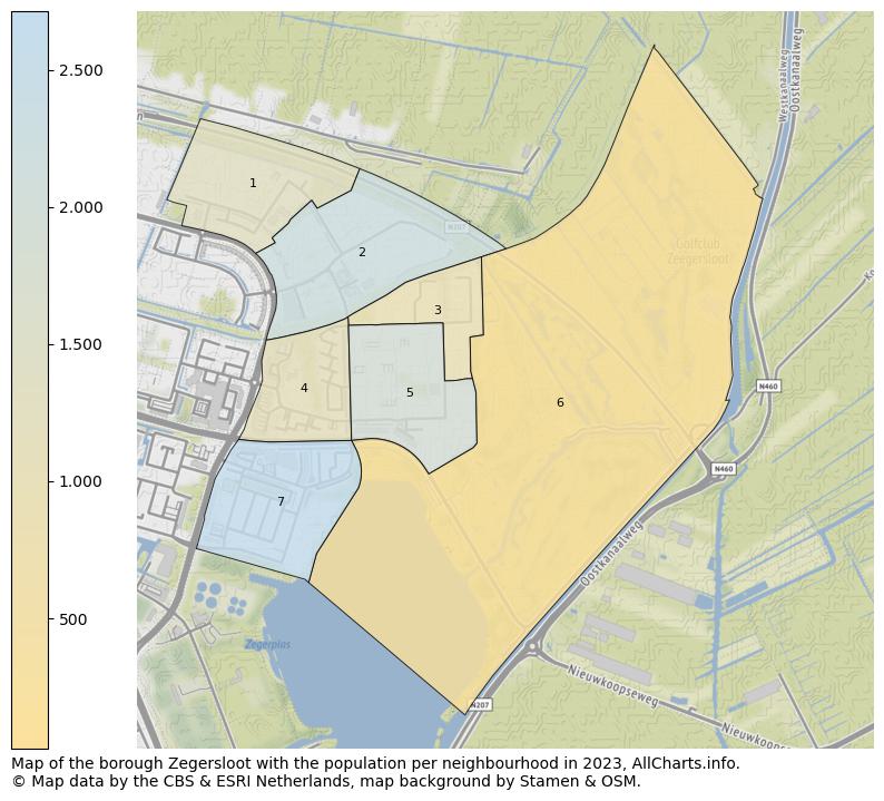 Map of the borough Zegersloot with the population per neighbourhood in 2023. This page shows a lot of information about residents (such as the distribution by age groups, family composition, gender, native or Dutch with an immigration background, ...), homes (numbers, types, price development, use, type of property, ...) and more (car ownership, energy consumption, ...) based on open data from the Dutch Central Bureau of Statistics and various other sources!