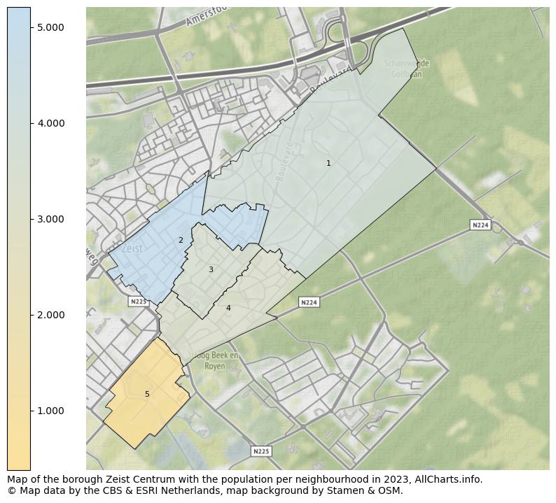 Map of the borough Zeist Centrum with the population per neighbourhood in 2023. This page shows a lot of information about residents (such as the distribution by age groups, family composition, gender, native or Dutch with an immigration background, ...), homes (numbers, types, price development, use, type of property, ...) and more (car ownership, energy consumption, ...) based on open data from the Dutch Central Bureau of Statistics and various other sources!