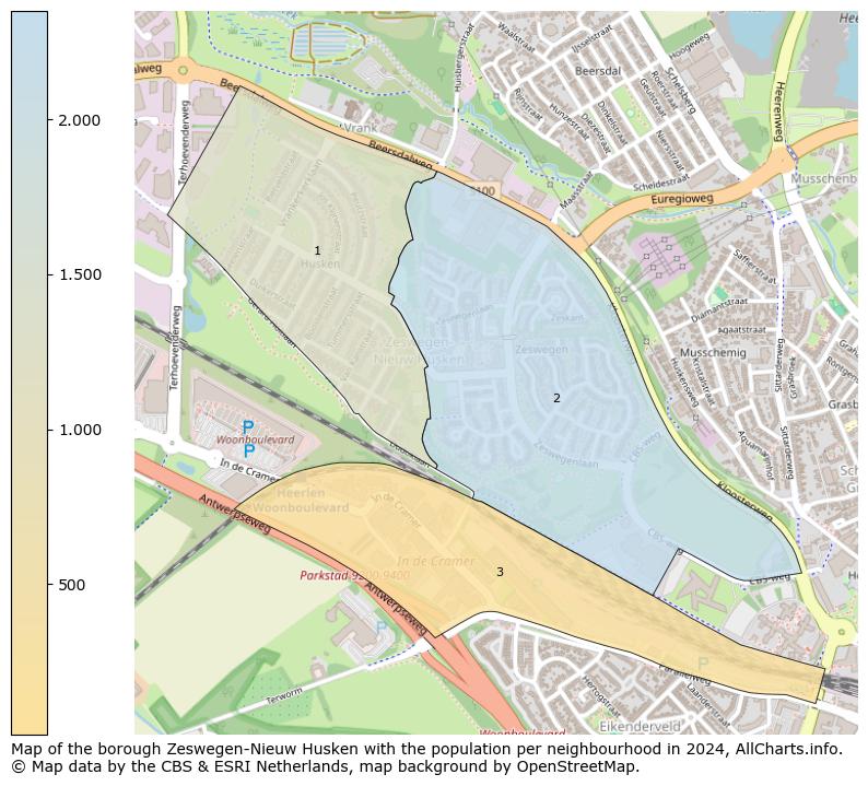 Image of the borough Zeswegen-Nieuw Husken at the map. This image is used as introduction to this page. This page shows a lot of information about the population in the borough Zeswegen-Nieuw Husken (such as the distribution by age groups of the residents, the composition of households, whether inhabitants are natives or Dutch with an immigration background, data about the houses (numbers, types, price development, use, type of property, ...) and more (car ownership, energy consumption, ...) based on open data from the Dutch Central Bureau of Statistics and various other sources!