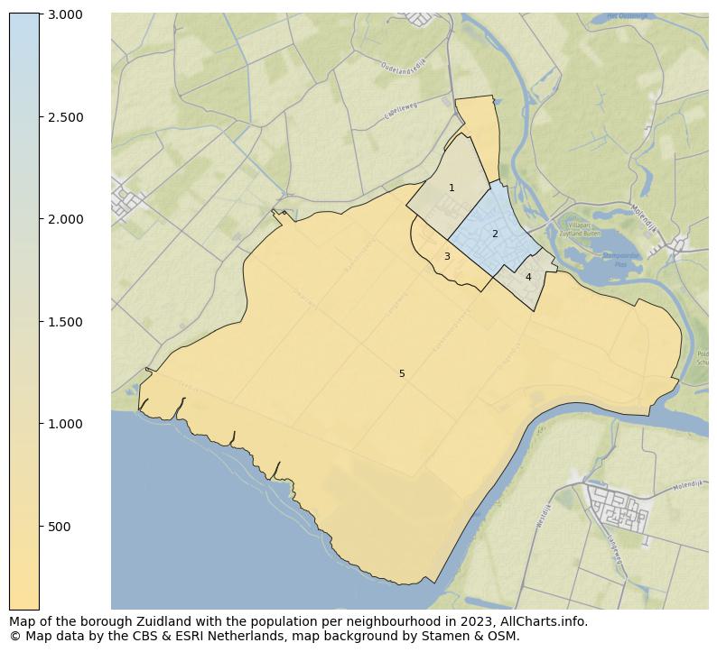Map of the borough Zuidland with the population per neighbourhood in 2023. This page shows a lot of information about residents (such as the distribution by age groups, family composition, gender, native or Dutch with an immigration background, ...), homes (numbers, types, price development, use, type of property, ...) and more (car ownership, energy consumption, ...) based on open data from the Dutch Central Bureau of Statistics and various other sources!