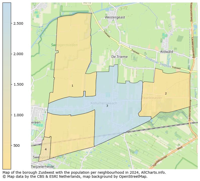 Image of the borough Zuidwest at the map. This image is used as introduction to this page. This page shows a lot of information about the population in the borough Zuidwest (such as the distribution by age groups of the residents, the composition of households, whether inhabitants are natives or Dutch with an immigration background, data about the houses (numbers, types, price development, use, type of property, ...) and more (car ownership, energy consumption, ...) based on open data from the Dutch Central Bureau of Statistics and various other sources!