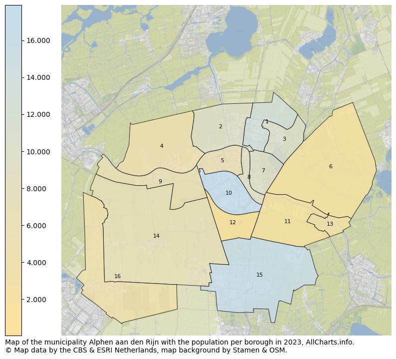 Map of the municipality Alphen aan den Rijn with the population per borough in 2023. This page shows a lot of information about residents (such as the distribution by age groups, family composition, gender, native or Dutch with an immigration background, ...), homes (numbers, types, price development, use, type of property, ...) and more (car ownership, energy consumption, ...) based on open data from the Dutch Central Bureau of Statistics and various other sources!