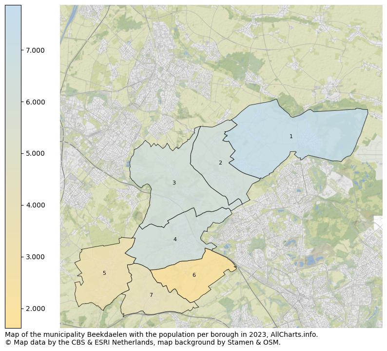 Map of the municipality Beekdaelen with the population per borough in 2022. This page shows a lot of information about residents (such as the distribution by age groups, family composition, gender, native or Dutch with an immigration background, ...), homes (numbers, types, price development, use, type of property, ...) and more (car ownership, energy consumption, ...) based on open data from the Dutch Central Bureau of Statistics and various other sources!