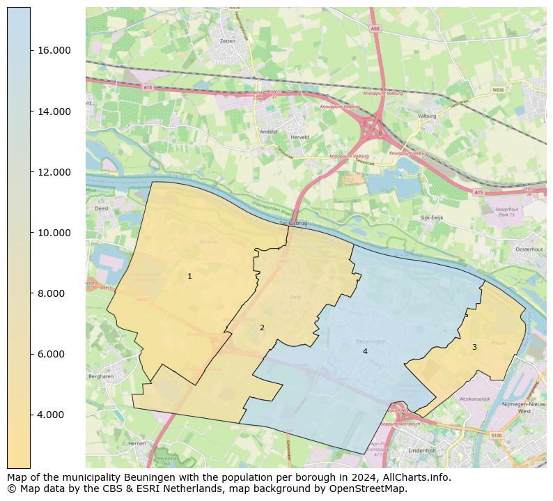 Image of the municipality of Beuningen at the map. This image is used as introduction to this page. This page shows a lot of information about the population in the municipality of Beuningen (such as the distribution by age groups of the residents, the composition of households, whether inhabitants are natives or Dutch with an immigration background, data about the houses (numbers, types, price development, use, type of property, ...) and more (car ownership, energy consumption, ...) based on open data from the Dutch Central Bureau of Statistics and various other sources!