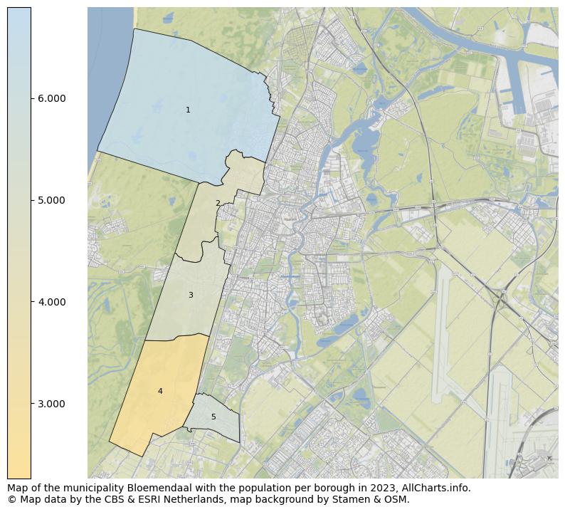 Map of the municipality Bloemendaal with the population per borough in 2023. This page shows a lot of information about residents (such as the distribution by age groups, family composition, gender, native or Dutch with an immigration background, ...), homes (numbers, types, price development, use, type of property, ...) and more (car ownership, energy consumption, ...) based on open data from the Dutch Central Bureau of Statistics and various other sources!