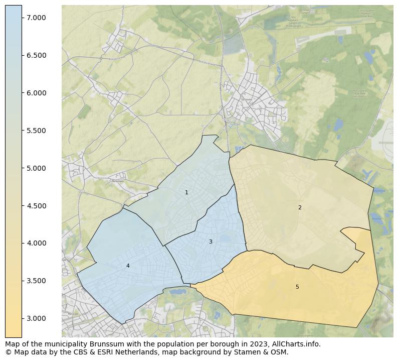 Map of the municipality Brunssum with the population per borough in 2023. This page shows a lot of information about residents (such as the distribution by age groups, family composition, gender, native or Dutch with an immigration background, ...), homes (numbers, types, price development, use, type of property, ...) and more (car ownership, energy consumption, ...) based on open data from the Dutch Central Bureau of Statistics and various other sources!