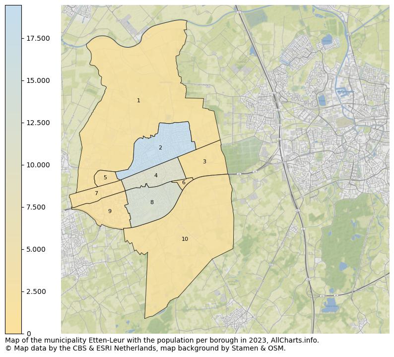 Map of the municipality Etten-Leur with the population per borough in 2023. This page shows a lot of information about residents (such as the distribution by age groups, family composition, gender, native or Dutch with an immigration background, ...), homes (numbers, types, price development, use, type of property, ...) and more (car ownership, energy consumption, ...) based on open data from the Dutch Central Bureau of Statistics and various other sources!