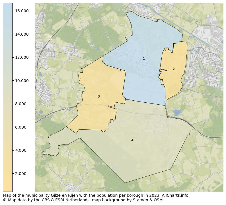 Map of the municipality Gilze en Rijen with the population per borough in 2023. This page shows a lot of information about residents (such as the distribution by age groups, family composition, gender, native or Dutch with an immigration background, ...), homes (numbers, types, price development, use, type of property, ...) and more (car ownership, energy consumption, ...) based on open data from the Dutch Central Bureau of Statistics and various other sources!