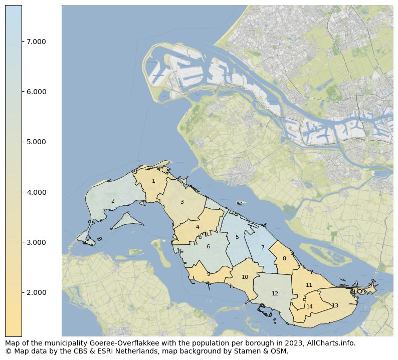 Map of the municipality Goeree-Overflakkee with the population per borough in 2023. This page shows a lot of information about residents (such as the distribution by age groups, family composition, gender, native or Dutch with an immigration background, ...), homes (numbers, types, price development, use, type of property, ...) and more (car ownership, energy consumption, ...) based on open data from the Dutch Central Bureau of Statistics and various other sources!