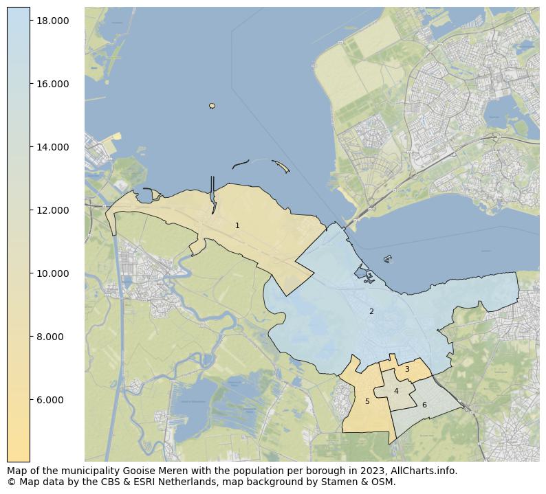 Map of the municipality Gooise Meren with the population per borough in 2023. This page shows a lot of information about residents (such as the distribution by age groups, family composition, gender, native or Dutch with an immigration background, ...), homes (numbers, types, price development, use, type of property, ...) and more (car ownership, energy consumption, ...) based on open data from the Dutch Central Bureau of Statistics and various other sources!