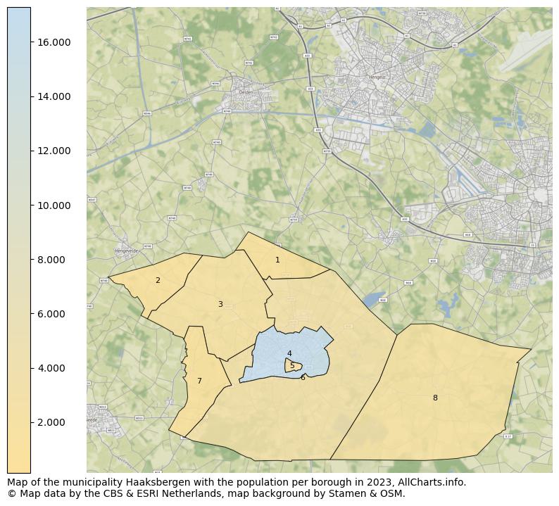 Map of the municipality Haaksbergen with the population per borough in 2022. This page shows a lot of information about residents (such as the distribution by age groups, family composition, gender, native or Dutch with an immigration background, ...), homes (numbers, types, price development, use, type of property, ...) and more (car ownership, energy consumption, ...) based on open data from the Dutch Central Bureau of Statistics and various other sources!