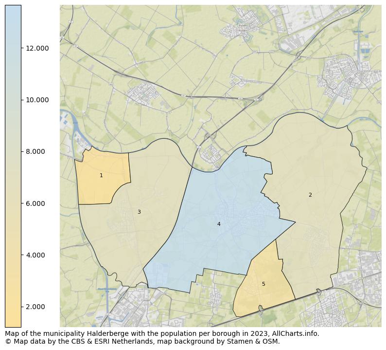 Map of the municipality Halderberge with the population per borough in 2023. This page shows a lot of information about residents (such as the distribution by age groups, family composition, gender, native or Dutch with an immigration background, ...), homes (numbers, types, price development, use, type of property, ...) and more (car ownership, energy consumption, ...) based on open data from the Dutch Central Bureau of Statistics and various other sources!
