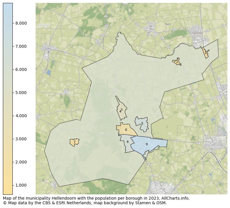 Map of the municipality Hellendoorn with the population per borough in 2023. This page shows a lot of information about residents (such as the distribution by age groups, family composition, gender, native or Dutch with an immigration background, ...), homes (numbers, types, price development, use, type of property, ...) and more (car ownership, energy consumption, ...) based on open data from the Dutch Central Bureau of Statistics and various other sources!