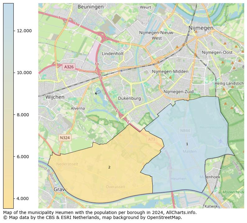 Image of the municipality of Heumen at the map. This image is used as introduction to this page. This page shows a lot of information about the population in the municipality of Heumen (such as the distribution by age groups of the residents, the composition of households, whether inhabitants are natives or Dutch with an immigration background, data about the houses (numbers, types, price development, use, type of property, ...) and more (car ownership, energy consumption, ...) based on open data from the Dutch Central Bureau of Statistics and various other sources!