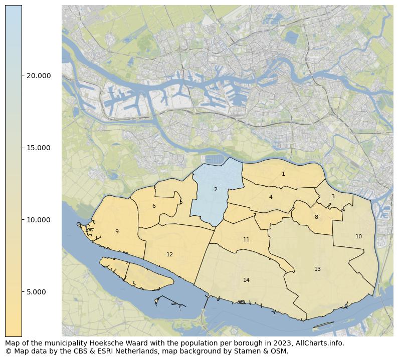 Map of the municipality Hoeksche Waard with the population per borough in 2023. This page shows a lot of information about residents (such as the distribution by age groups, family composition, gender, native or Dutch with an immigration background, ...), homes (numbers, types, price development, use, type of property, ...) and more (car ownership, energy consumption, ...) based on open data from the Dutch Central Bureau of Statistics and various other sources!