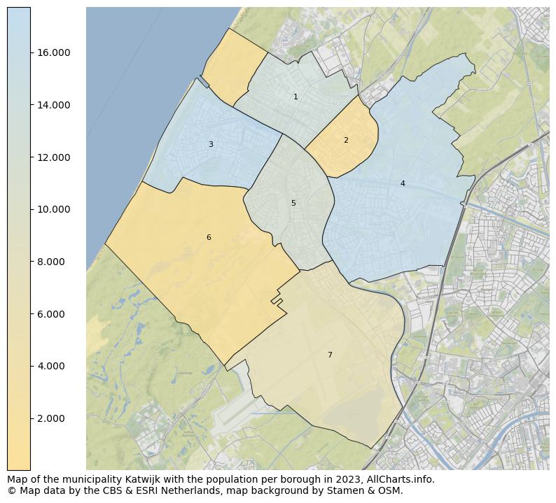Map of the municipality Katwijk with the population per borough in 2023. This page shows a lot of information about residents (such as the distribution by age groups, family composition, gender, native or Dutch with an immigration background, ...), homes (numbers, types, price development, use, type of property, ...) and more (car ownership, energy consumption, ...) based on open data from the Dutch Central Bureau of Statistics and various other sources!