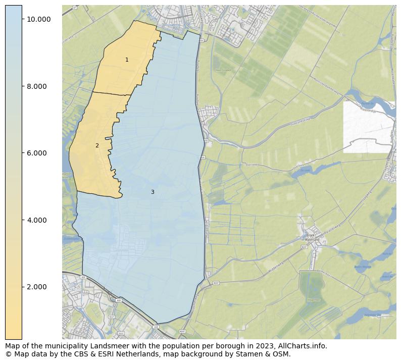 Map of the municipality Landsmeer with the population per borough in 2021. This page shows a lot of information about residents (such as the distribution by age groups, family composition, gender, native or Dutch with an immigration background, ...), homes (numbers, types, price development, use, type of property, ...) and more (car ownership, energy consumption, ...) based on open data from the Dutch Central Bureau of Statistics and various other sources!