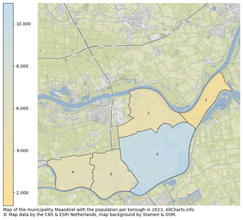 Map of the municipality Maasdriel with the population per borough in 2023. This page shows a lot of information about residents (such as the distribution by age groups, family composition, gender, native or Dutch with an immigration background, ...), homes (numbers, types, price development, use, type of property, ...) and more (car ownership, energy consumption, ...) based on open data from the Dutch Central Bureau of Statistics and various other sources!